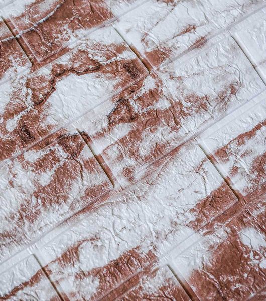 Самоклеющаяся декоративная 3D панель коричнево-белый мрамор 700x700x5 мм 096-5 фото