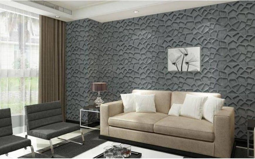 Самоклеюча декоративна стельова стінна 3D панель срібна 700x700x8мм (118) SW-00000236 SW-00000236 фото