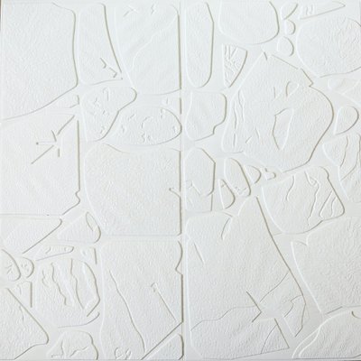 Самоклеюча декоративна 3D панель камінь деко білий 700x700x6 мм 013-6 фото