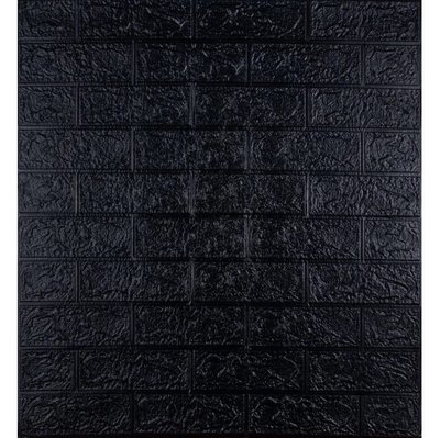 Самоклеющаяся декоративная 3D панель под черный кирпич 700x770x3 мм 19-3 фото