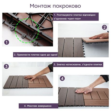 Композитная плитка WPC натуральное дерево 30*30CM*2СM (D) SW-00001711 SW-00001711 фото