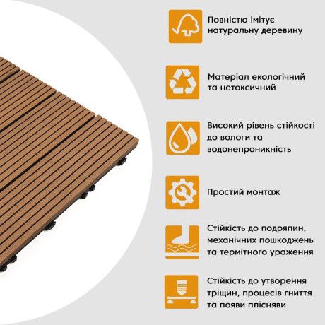 Композитная плитка WPC натуральное дерево 30*30CM*2СM (D) SW-00001711 SW-00001711 фото