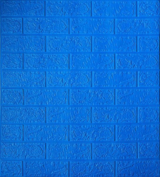 Самоклеящаяся декоративная 3D панель под синий ровный кирпич 700x770x4 мм 2017-4 фото