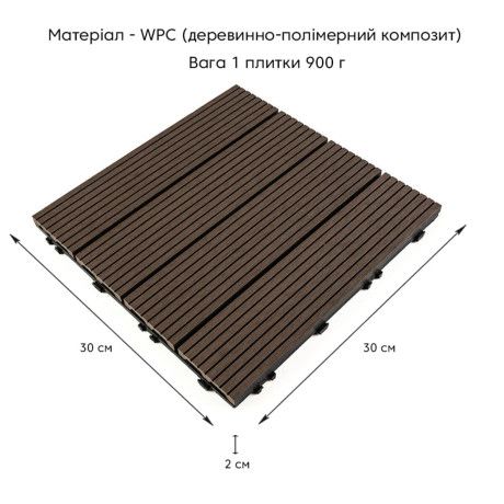 Композитная плитка WPC венге 30*30CM*2СM (D) SW-00001709 SW-00001709 фото