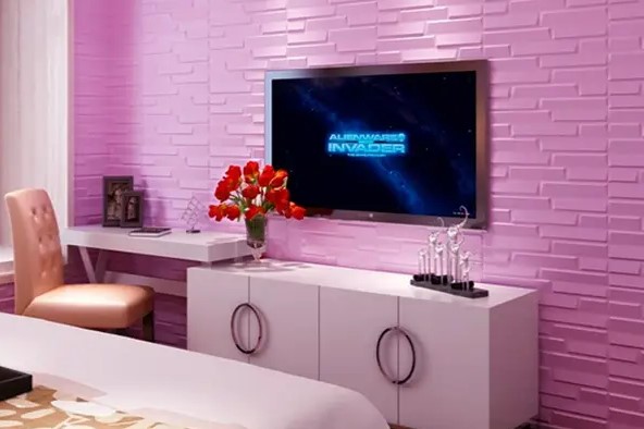 інтер'єрне покриття 3d рожеве під телевізор